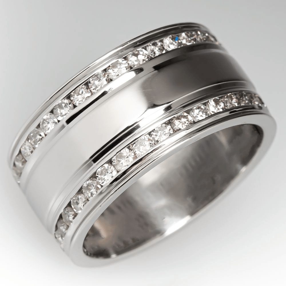 Image of Retro Wide Band Ring With Sparkling Zirconia Bohemian Style Surface Polished Very Suitable For Men And Women Daily Wear And Anniversary Birthday Party Vacation