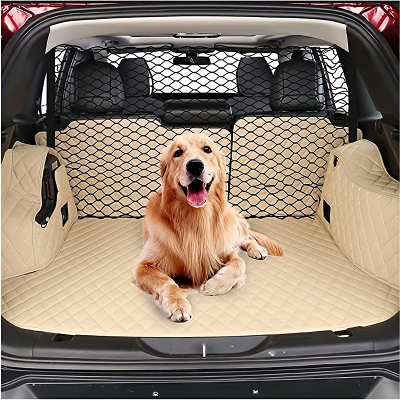 TEMU 1pc Heavy-duty Nylon Adjustable Pet Car Barrier, Suitable For Suvs And Sedans, Stable Fit With Breathable Mesh Safety Guard, , Durable Rear Seat