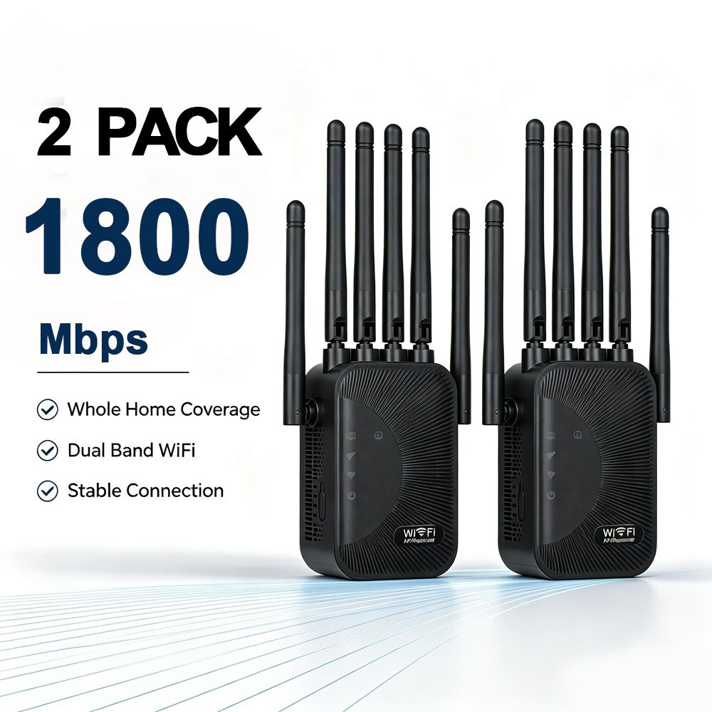 TEMU 2-pack 1800mbps Wireless Wifi Range Extender, 6-antenna Signal Repeater For Multi-room Coverage, Designed For Bedrooms, Basements, Garages,