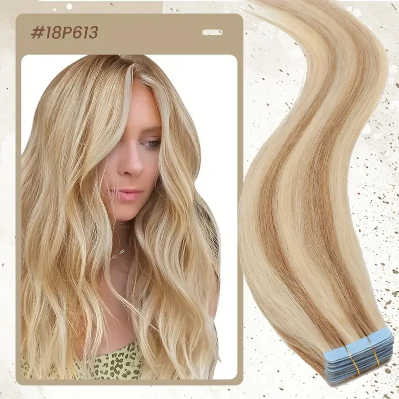 20pcs/ 50g Thick Tape In Human Hair Extensions Seamless Skin Weft Hair Long Straight Sheets Natural Looking Hair Extensions For Women