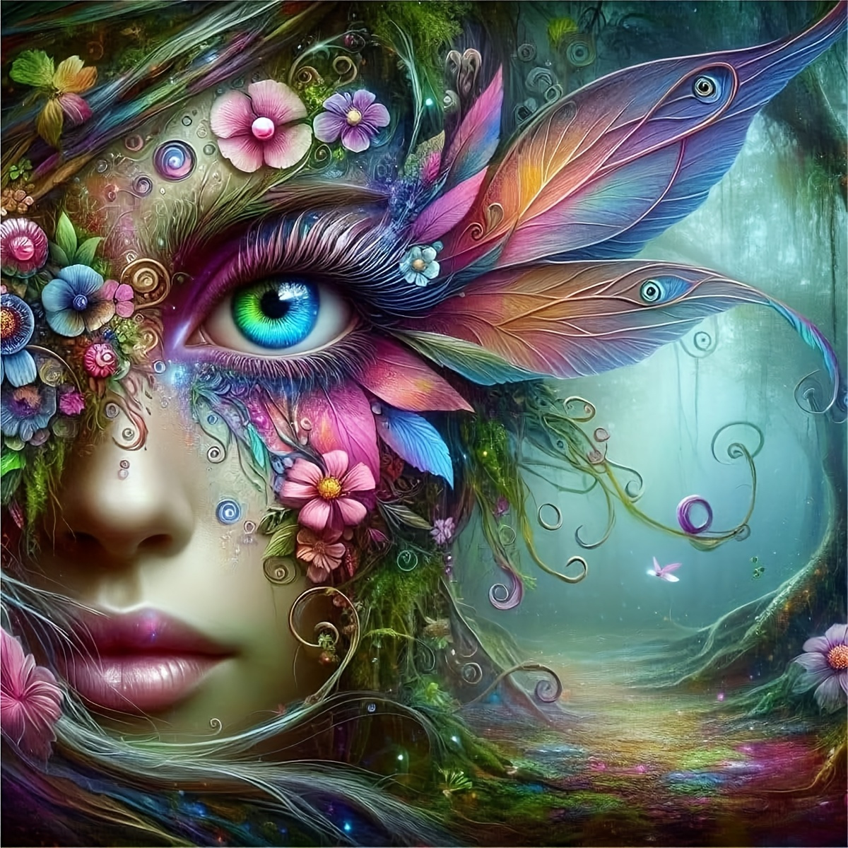 TEMU 5.0 Out Of 5d Diy Diamond Painting Kit, Round , Elf Theme, Suitable For Home Bedroom Entryway Study Wall Decoration Picture, 15.75x15.75 Inches