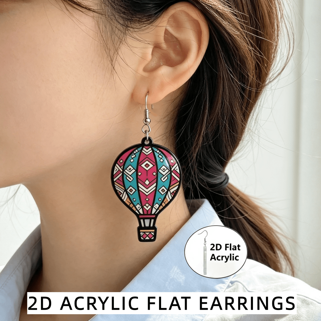 Bohemian Hot Air Balloon Dangle Earrings, Lightweight