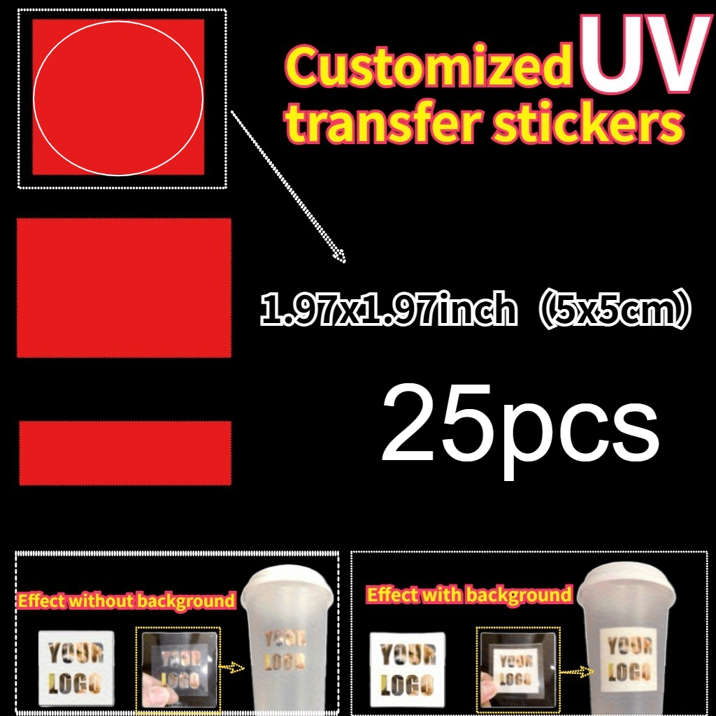 TEMU 25/55pcs Custom Uv Transfer Stickers - Personalized Photos/text, , Self-adhesive Pvc Labels Suitable For Cups, Bottles, Glass 1.18 Inches, 1.57