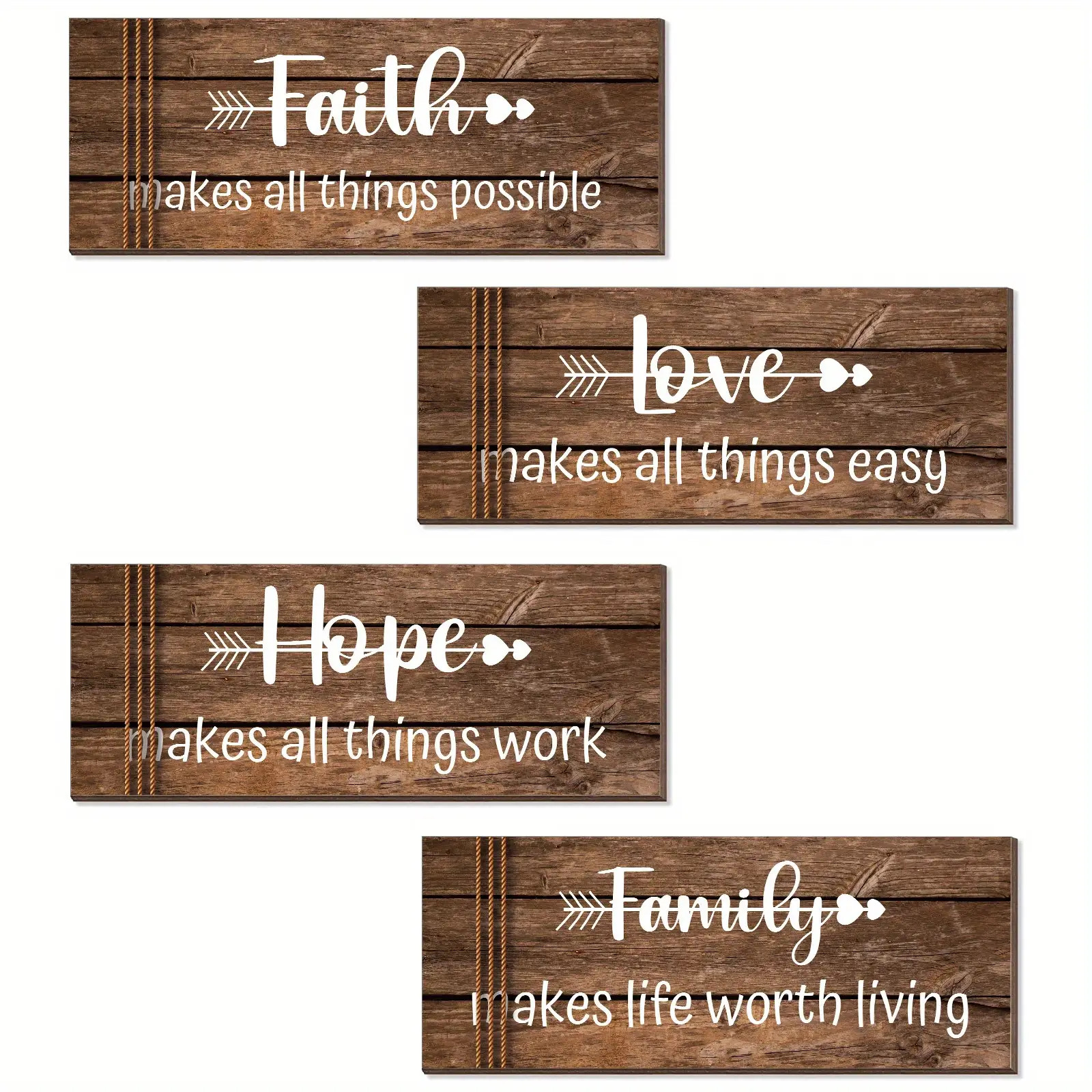 TEMU 4pcs Of Vintage Wooden Inspirational Wall Decor - Thanksgiving Signs Featuring Motivational Quotes, Suitable For Home Decoration, Artificial