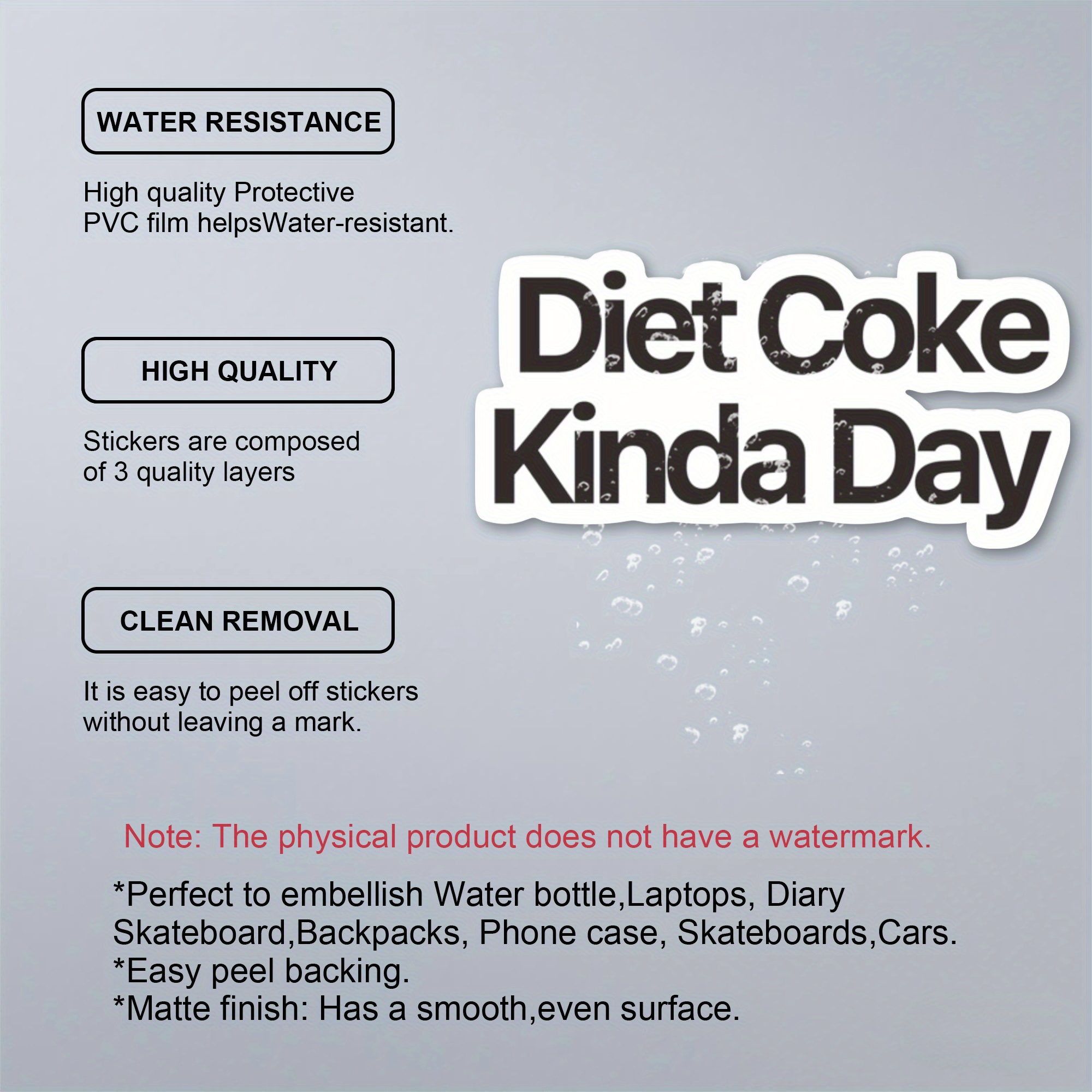 TEMU Diet Day Stickers - Waterproof Vinyl Funny Decals With Lettering & Diet , Scratch-resistant , Irregular Shape Self-adhesive For Cars, Laptops,