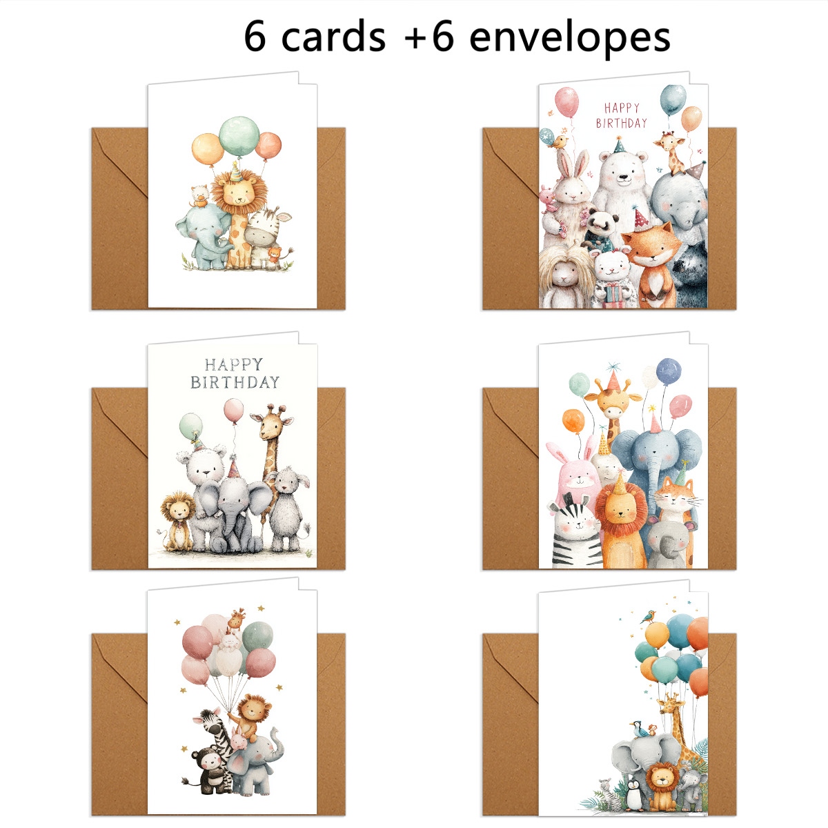 TEMU 1 Set/12pcs/24pcs Holiday Christmas Cards With Animal And Balloon Birthday Theme Patterns, Christmas Greeting Cards With Envelopes, Folded Size