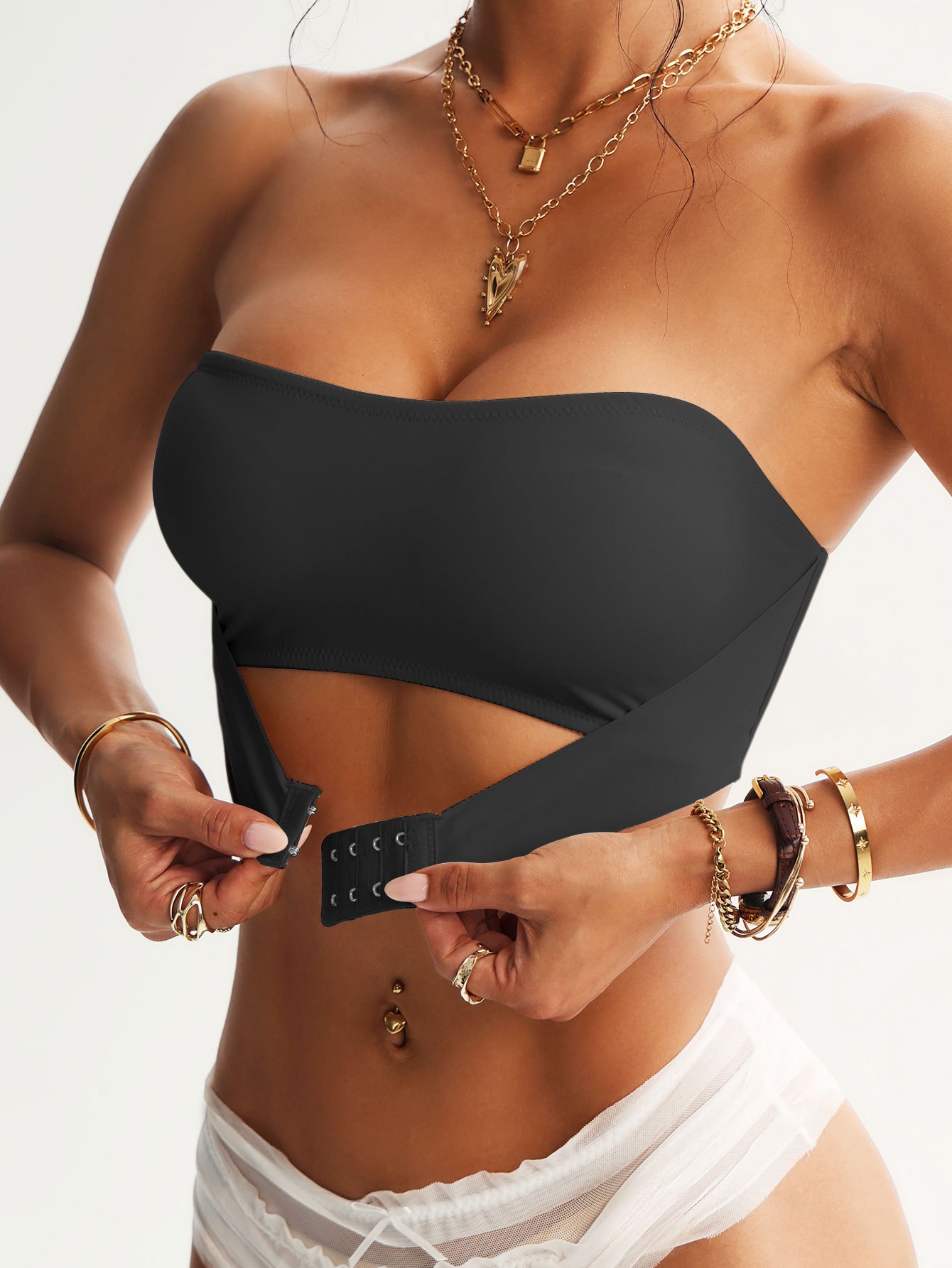 2 piezas de camiseta sin tirantes   con cierre frontal, diseño   y transpirable para fiestas o citas Detalles del producto 2