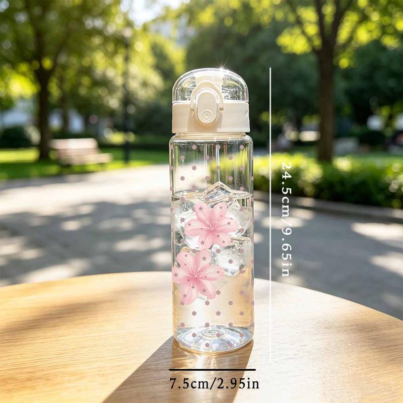 TEMU 1pc New 780ml Personalized Cherry Polka Dot Hand-painted Print, All-match Water Cup, 26oz Colored Plastic Pc Sports Bottle, Large Capacity