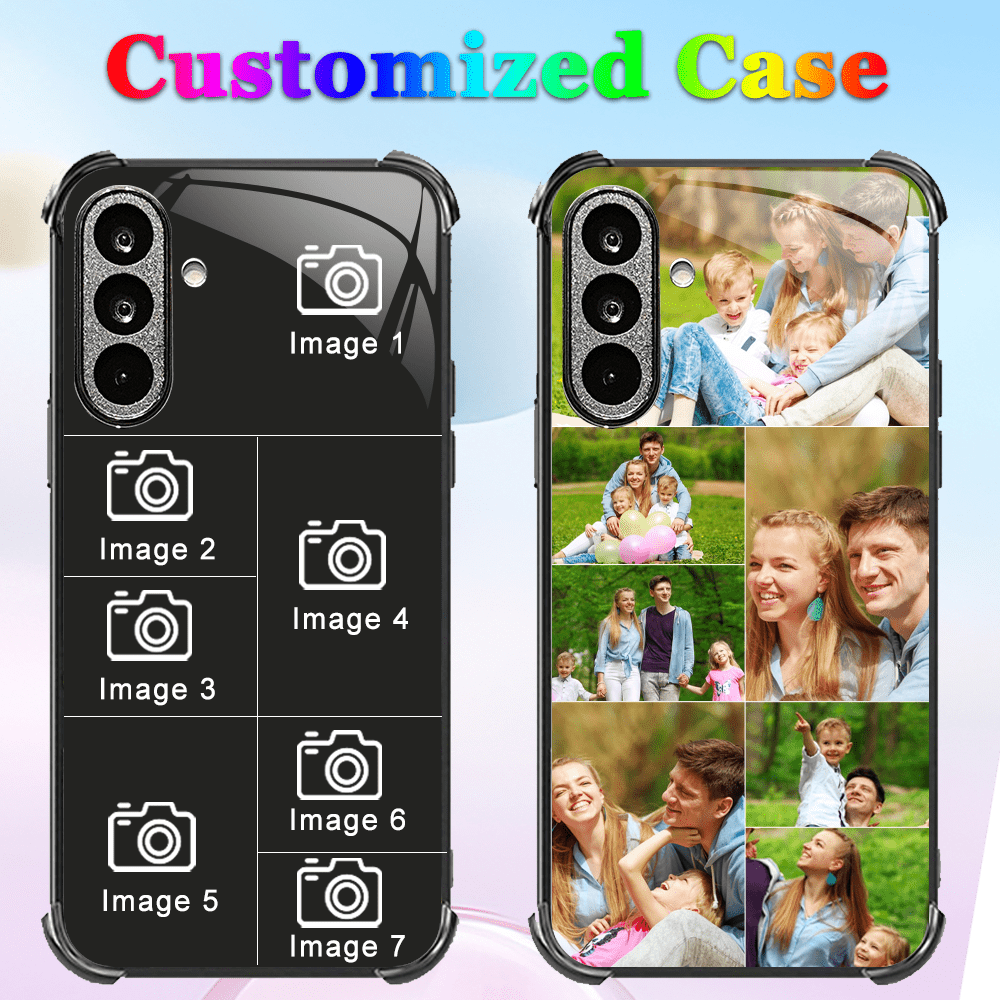 TEMU Phone Case: Personalized Four-corner Protective Black Glass Phone Case, Custom Phone Case Compatible With Compatible With Galaxy S25 S24 S23 S22