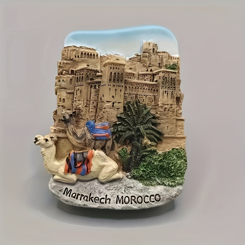 TEMU Moroccan Magnet Set - Camel & Jemaa El-fnaa Magnet With Moroccan Architecture - Heavy-duty Fridge Magnets, Office, Or Travel Souvenir -