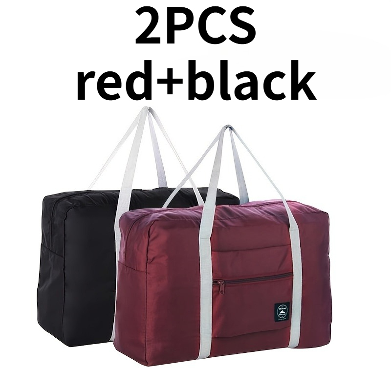 TEMU 2pcs Pack Foldable Travel Duffel Bag Large Capacity Carry-on Suitcase, Lightweight Portable Overnight Gym Bag With Options (bundy & /navy & Lake