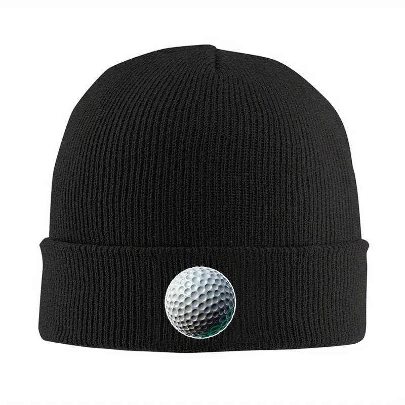 artikel foto 1 stuks unisex golfbal beanie  , ontworpen om winddicht en warm te zijn, met een realistisch golfbalpatroon. het is een stretchy en stijlvolle cap, ideaal voor  