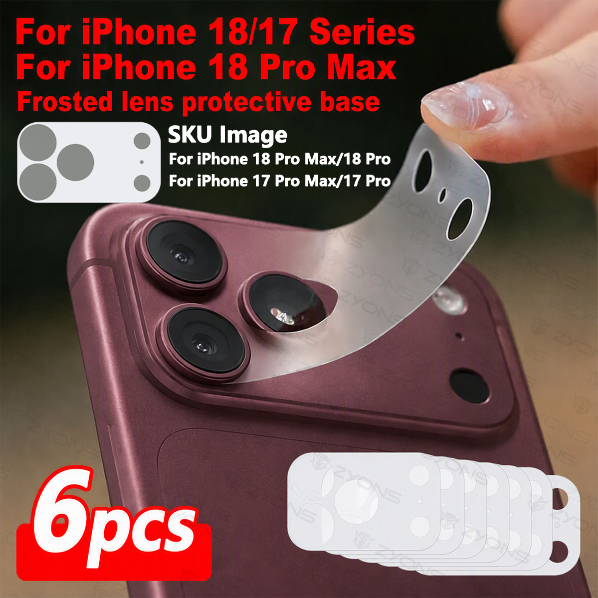 TEMU 6pcs For Iphone 18 Pro Max/18 Pro/duo Precision-cut Matte Lens Base Protector For Iphone 17 Pro Max/pro/air/17, Anti-scratch/anti-fingerprint, ,