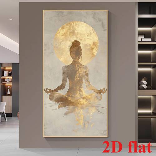 2d flat posters prints a frameless 2d large modern abstract meditation canvas art beige golden serenity meditation poster minimalist living room bedroom yoga room decoration 2d flat home decoration meditation space decoration frameless