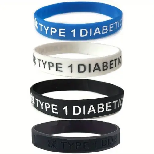 blood diabetic type 1 2 rubber alert id emergency bracelet warning wristband