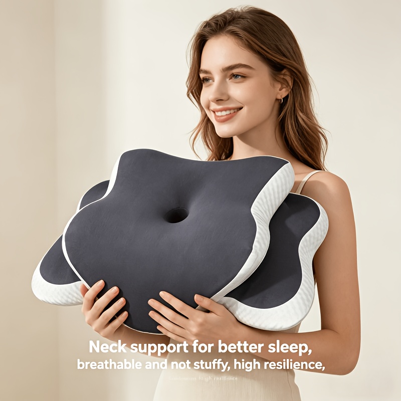 TEMU 2026 -shaped Ergonomic Pillow For Cervical Spine Support, Suitable For Side Sleepers, Back Sleepers, And Stomach Sleepers, Soft And Cool