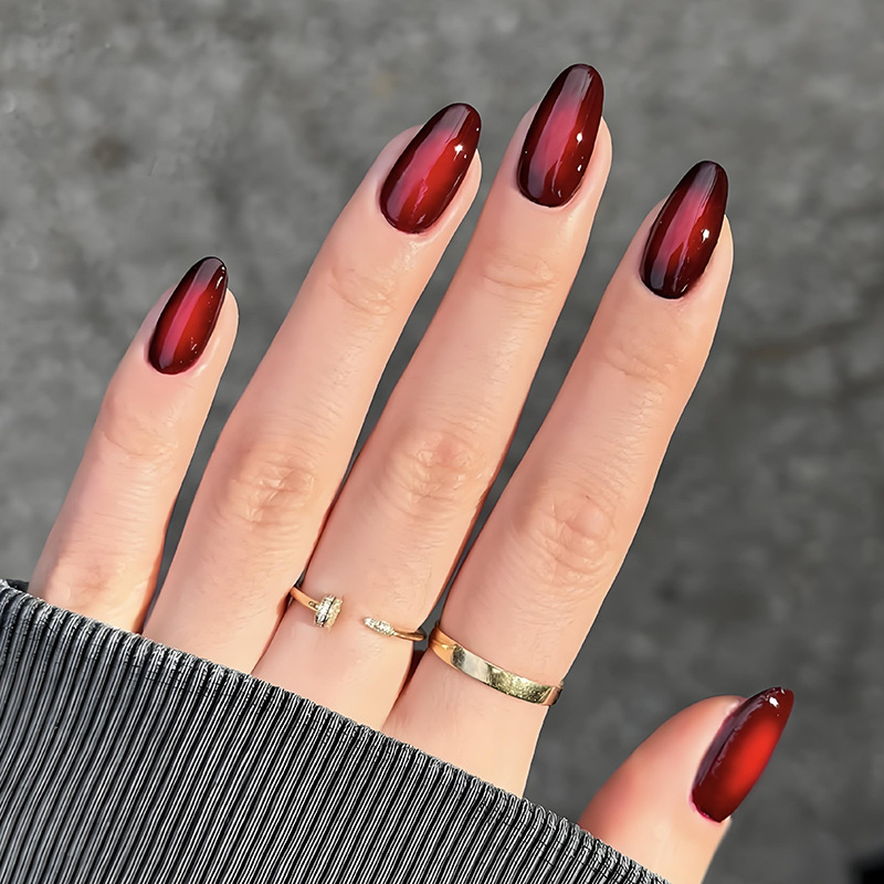 TEMU 24 uñas postizas brillantes, impermeables y removibles, adecuadas para el