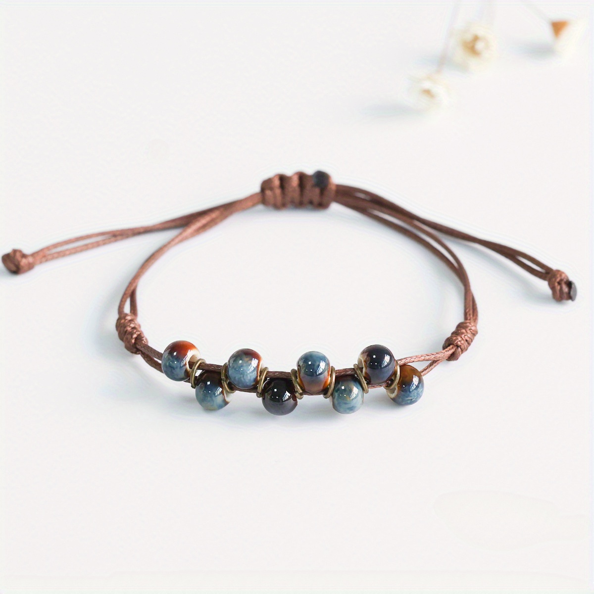 Bohemian Ethnic Style Colorful Ceramic Adjustable Woven Bracelet