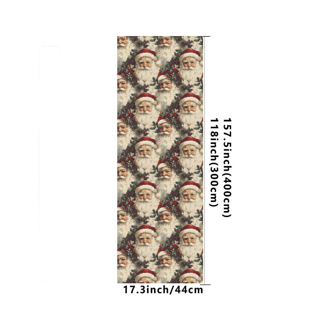 TEMU 1 Roll Of Classic Santa-themed Wrapping Paper For Christmas Gifts, Featuring Vintage Designs Of Santa Claus, Traditional .