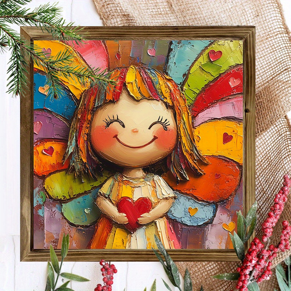 TEMU A Unique Artwork Showcasing A Colorful Oil Painting Of A Smiling , Elegantly Framed In. This Retro-style Decorative Sign Is For Uplifting The