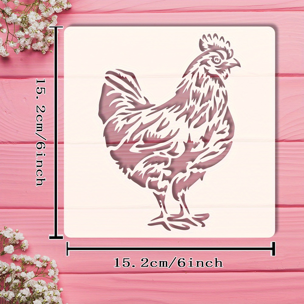 E-shop Hühner-Schablonen, eine lebensechte 15,2x15,2 cm (6x6-Zoll) Hühner-Kunstschablone. Diese bezaubernde Hühner-Schablone ist für Schablonen,
