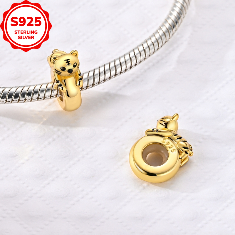 925 Silver Small Tiger Plug-In Positioning Pendant for DIY