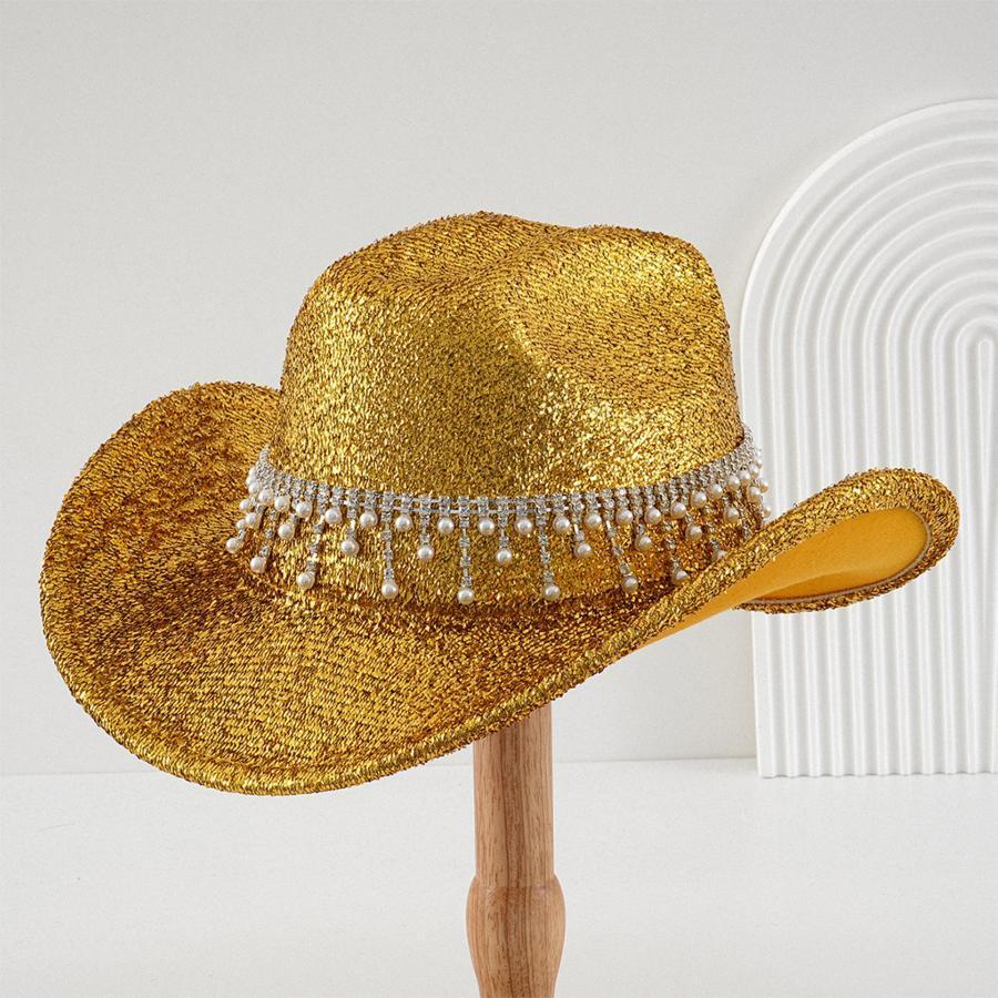 women men sparkly cowgirl hat pearl fedora hats Temu