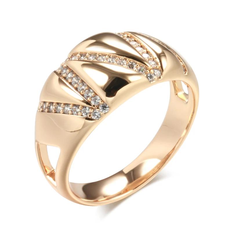 Golden-tone Ring with Round White Synthetic Zirconia