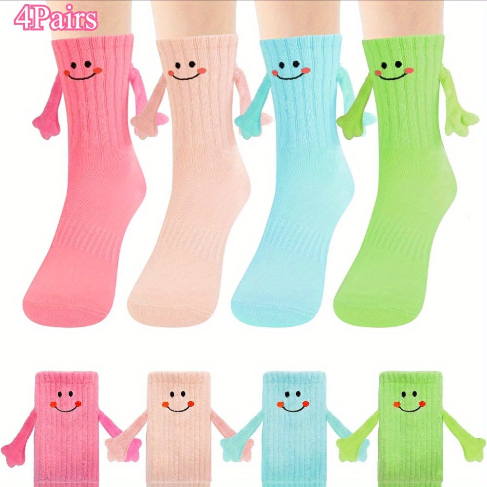 4 pairs   magnetic couple socks matching hands magnetic sole for s novelty party favors cute date night gifts machine washable fun matching outfit socks 4 pair pack