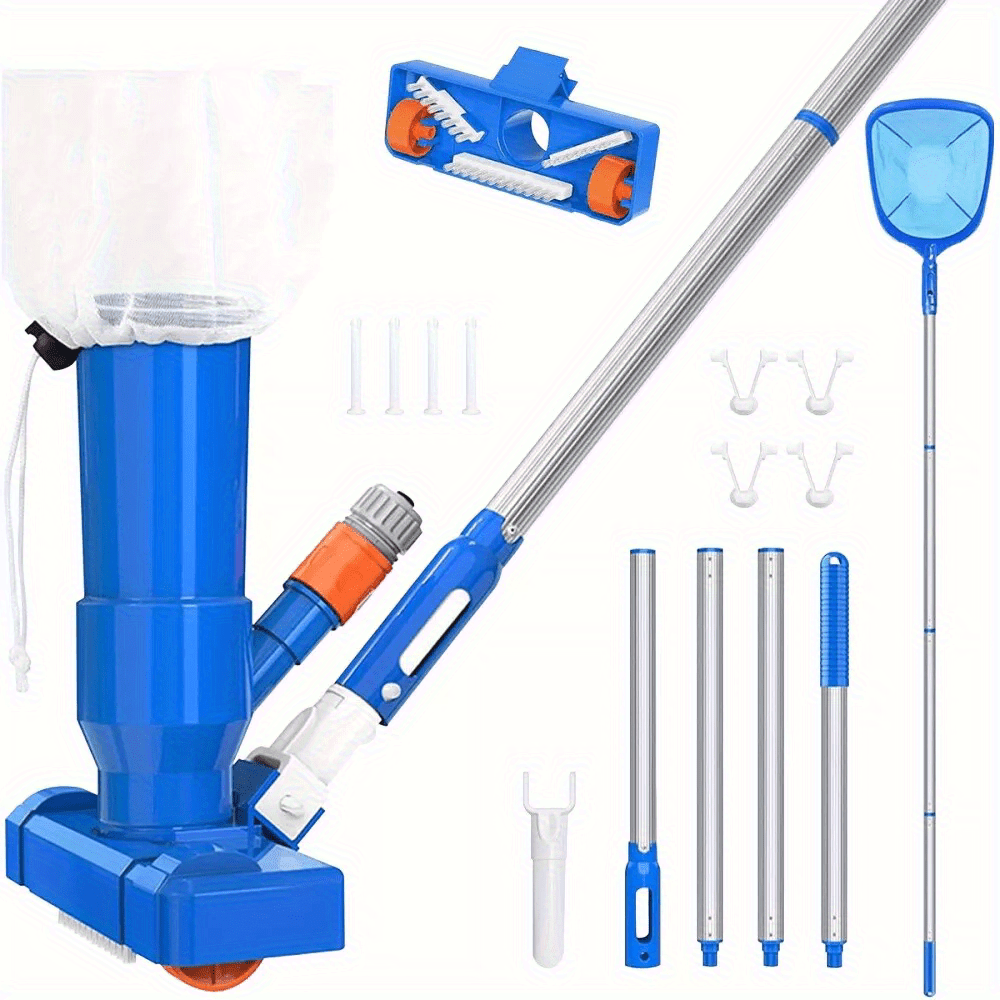 Pool Vacuum Cleaner, Portable Swimming Pool Pond Spa Jet Vacuum Cleaning With Pole Section Bag Fish Net For Swimming Pool Pond Fountain Cleaning, Leaves, Dirt And Sand