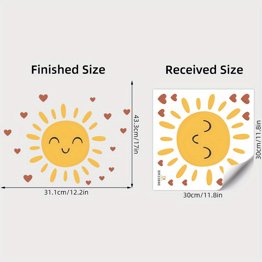 1pc Boho Cartoon Cute Sun Cute Wall Sticker -pvc Self-adhesive Decal - For Nursery Decor/children's Room/classroom Decor/library Decor/home Decoration&gift