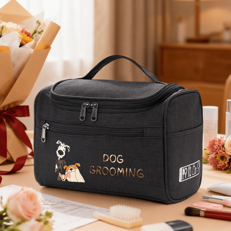 TEMU "dog Grooming" Dog Collection Print Multi-functional Toiletry Bag, 2d Portable Travel Toiletry And Makeup Bag. Can Classify And Store Toiletry