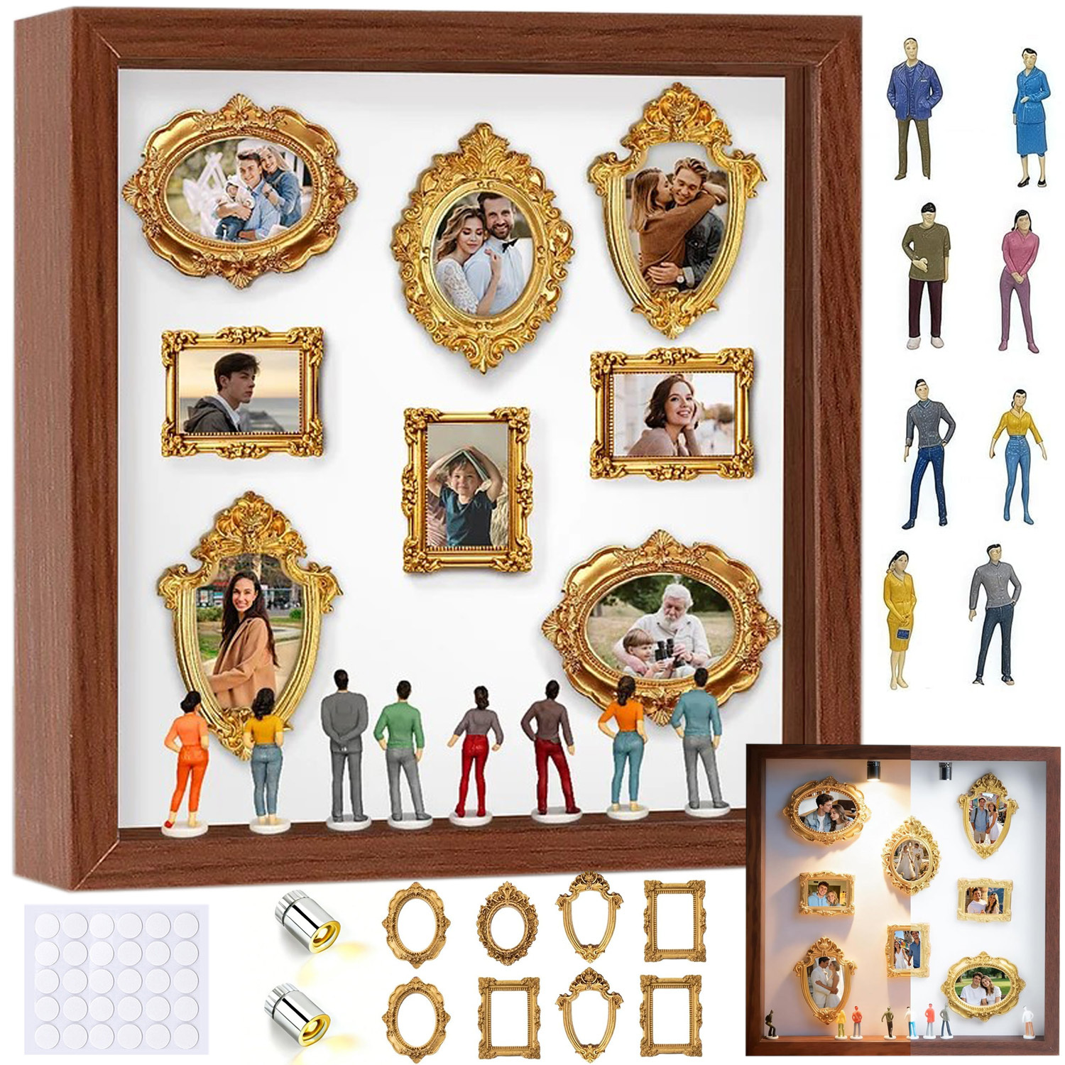 Retro Frame Shadow Photo Box, Creative Desktop And Wall Decor For Home Ornament Use