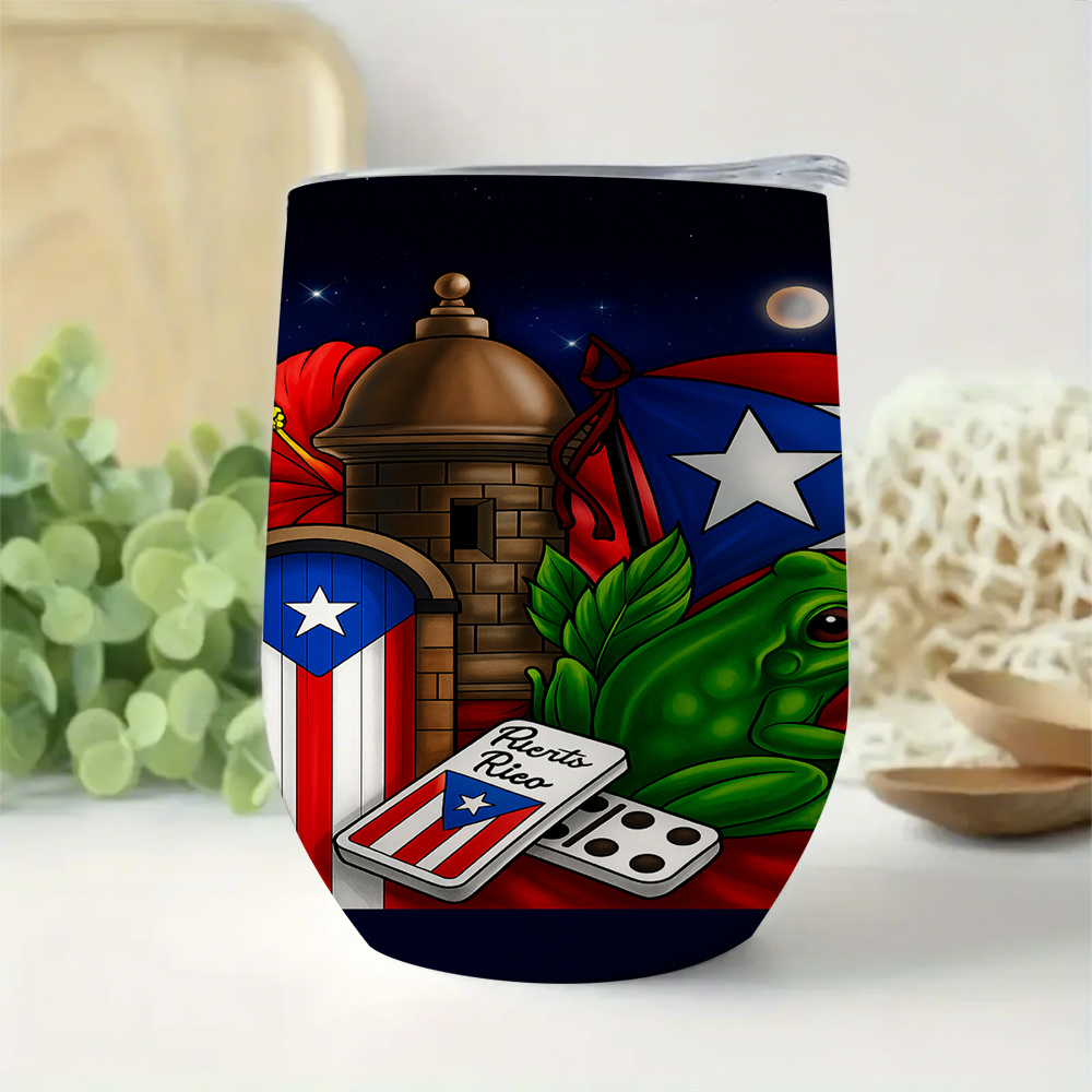 TEMU 1pc 12oz Puerto Night Scene Pattern 304 Stainless Steel Double Wall Vacuum Eggshell Cup, Insulated And Leak-proof Coffee Cup, Suitable For Hot