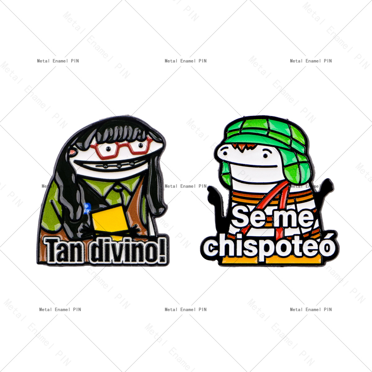 TEMU 2pcs Funny Spanish Enamel Pin Set - "tan !" "" Cartoon Brooches For Backpacks Jeans