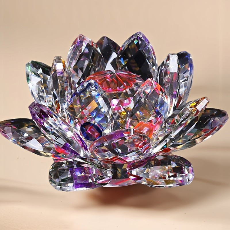 TEMU 1pc Crystal Lotus Flower Figurines Glass Car Figurines For Tabletop Centerpiece Home Office