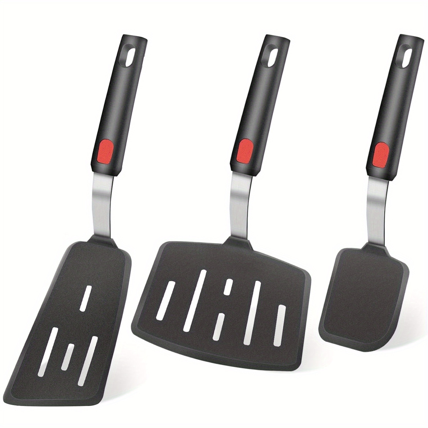 Image of Silicone Spatula Turner Set Of 3, Heat Resistant Pancake Spatulas For Nonstick Cookware Pan, Wide Slotted Cooking Spatula For Omelette Egg Fish, Thin Flexible For Kitchen Use, Dishwasher Safe