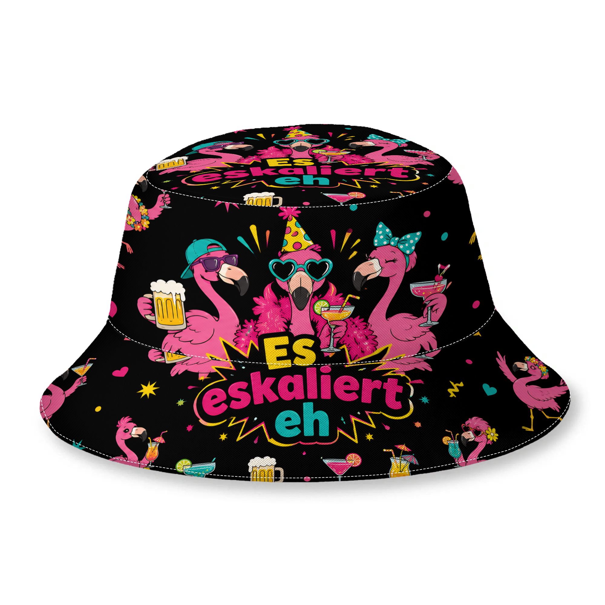 Flamingo Is Escalated Eh Summer Party Bucket Hat Unisex Men Women Casual Outdoor Hat Travel, Fisherman Hat Beach And Outdoor Holiday Hat, For Gifts, Vacation Resort Summer Style