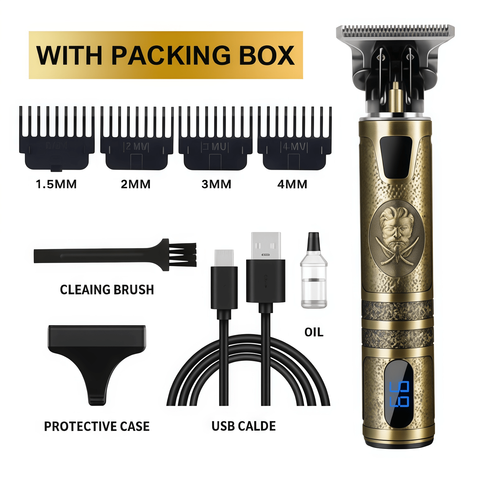 1pc mens   t type wireless hair clipper   designed hair clipper   trim set usb charging led display a   of accessories   gift details 0