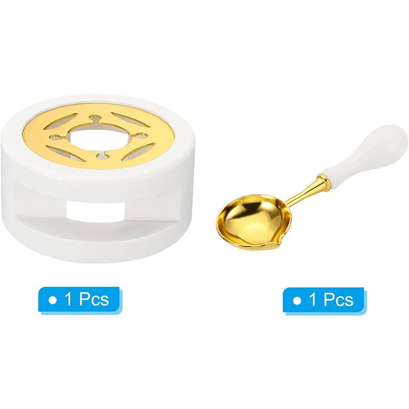 Image of Set Of 2 Wax Seal Warmer With Melting Spoon Kit, Includes A Melting Furnace Tool And Stove Pot (white)