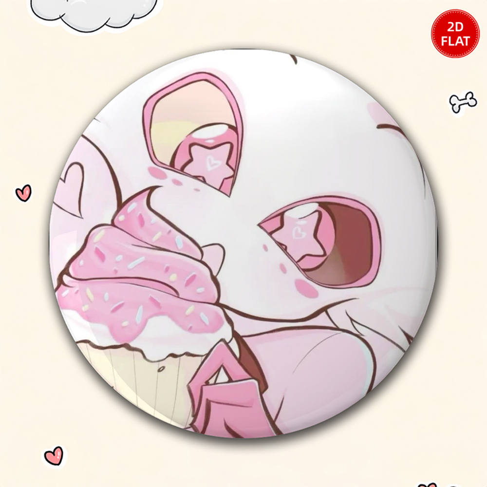 TEMU 2d Flat, 2d Flat - 1pc Classic Popular Style Men's Casual Round Brooch, Anime Cartoon Badge, Fashionable And Ornate Accessory, Unisex Pin,