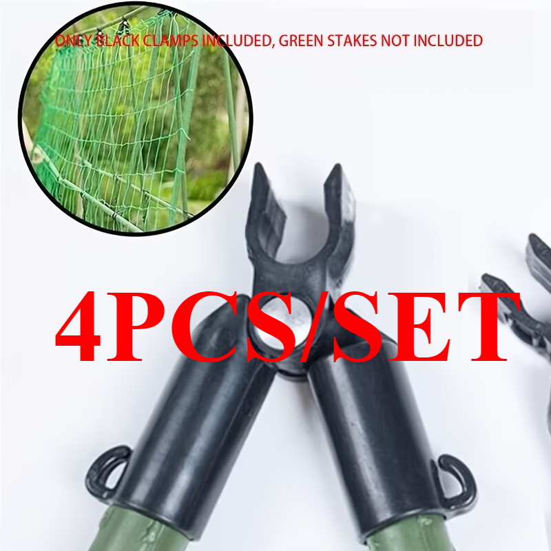 TEMU 4pcs Clips, Black Plant Climbing Connecting Clips, Plastic Plant Support Connector Clips | Garden Buckles, Joints & Connecting Fasteners For
