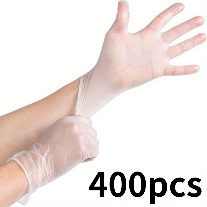 TEMU 400pcs/pack, Disposable Powder-free Clear Vinyl Gloves For Food Service, Powder-free Gloves, Food Service Gloves, Powder-free Material, Hygiene-