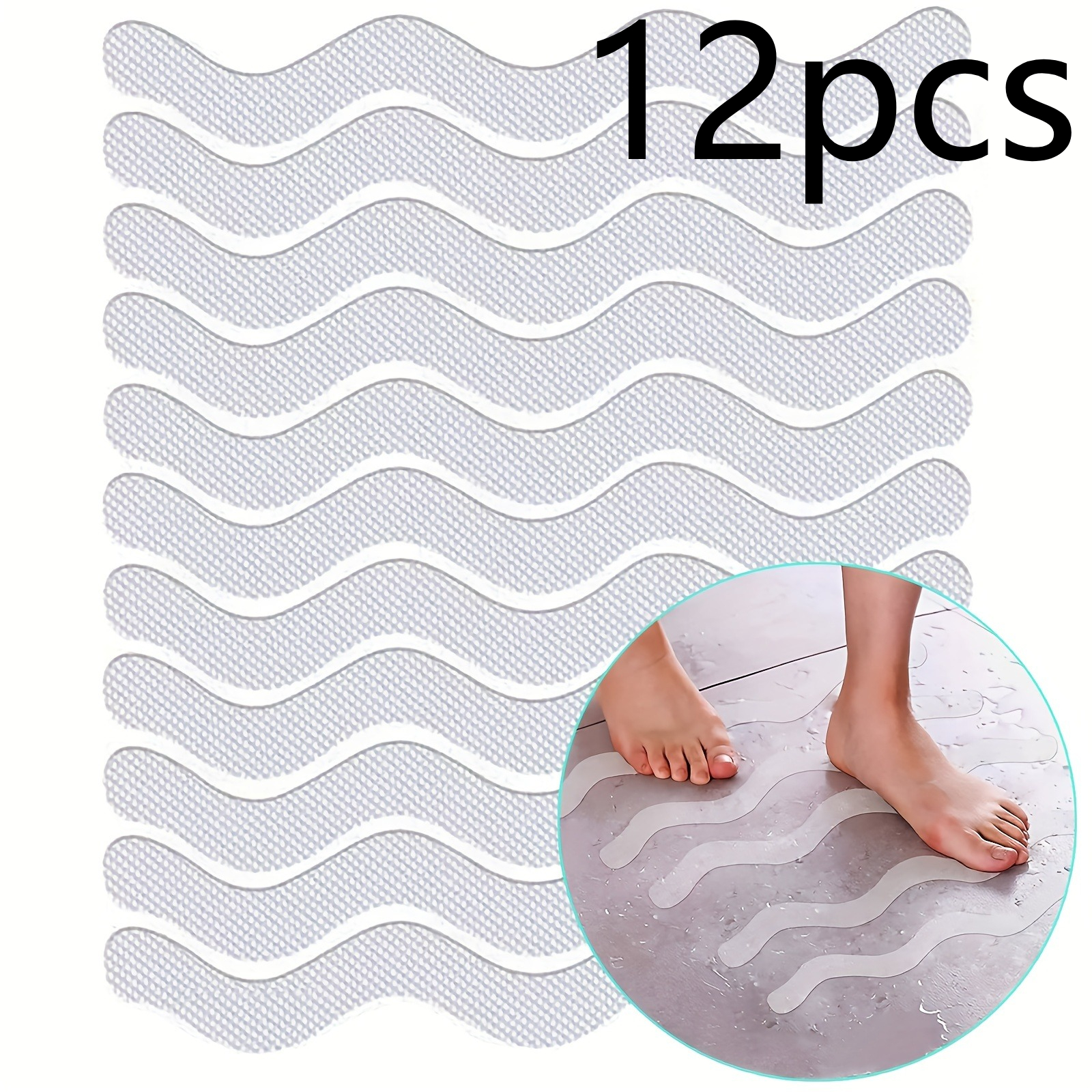TEMU 12pcs/24pcs Clear Non-slip Strip Stickers For Bathroom Floor And Shower - Anti-slip Tape For Bathtub Floor Safety - Easy To Apply And Remove -