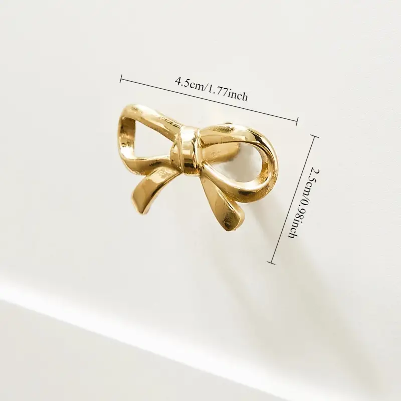 Brass Bow Shape Cabinets Knobs, 2 x 1.5 x 1 Inch Gold Drawer Pull, Decorative Bow Shape Cabinet Knob Handles for Home Kitchen Cabinet Hardware Brass Bow Shape Cabinets Knobs, 2 x 1.5 x 1 Inch Gold Drawer Pull, Decorative Bow Shape Cabinet Knob Handles for Home Kitchen Cabinet Hardware