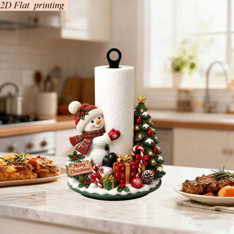 imagen del artículo soporte para toallas de papel de cocina acrílico con forma de   de navidad y   para impresión   2d, 1  , organizador de pañuelos de escritorio con tema navideño  , artículo decorativo para crear   festivo, universal para cocina, baño,   y comedor