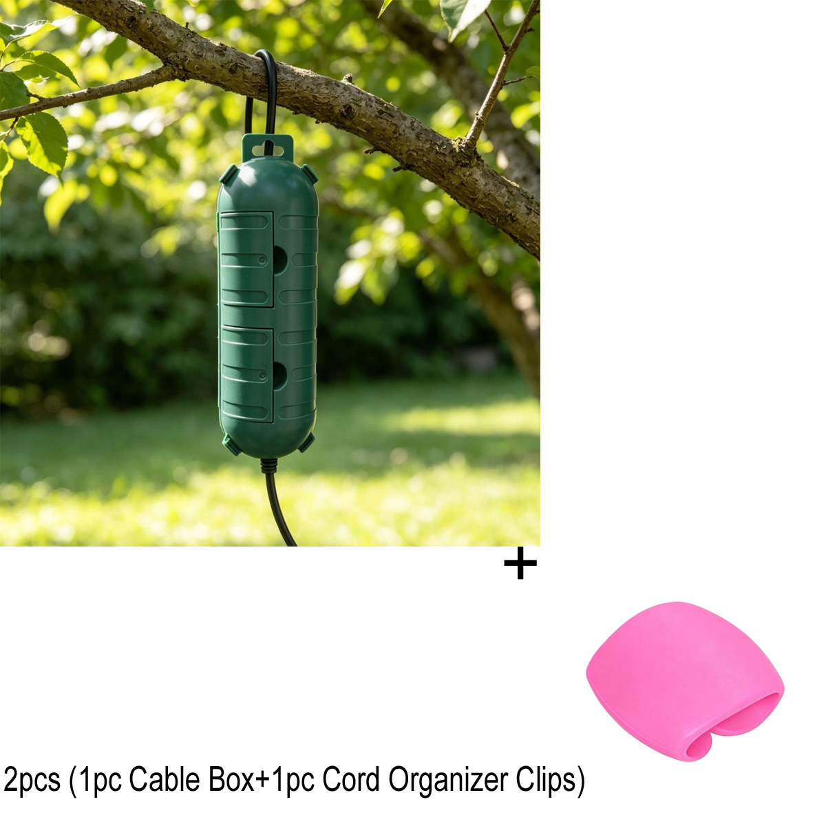 TEMU 2pcs (1pc Cable Box + 1pc Clips) Weather-resistant Outdoor Extension Cord Protector – Durable Safety Junction Box For Secure Connection -