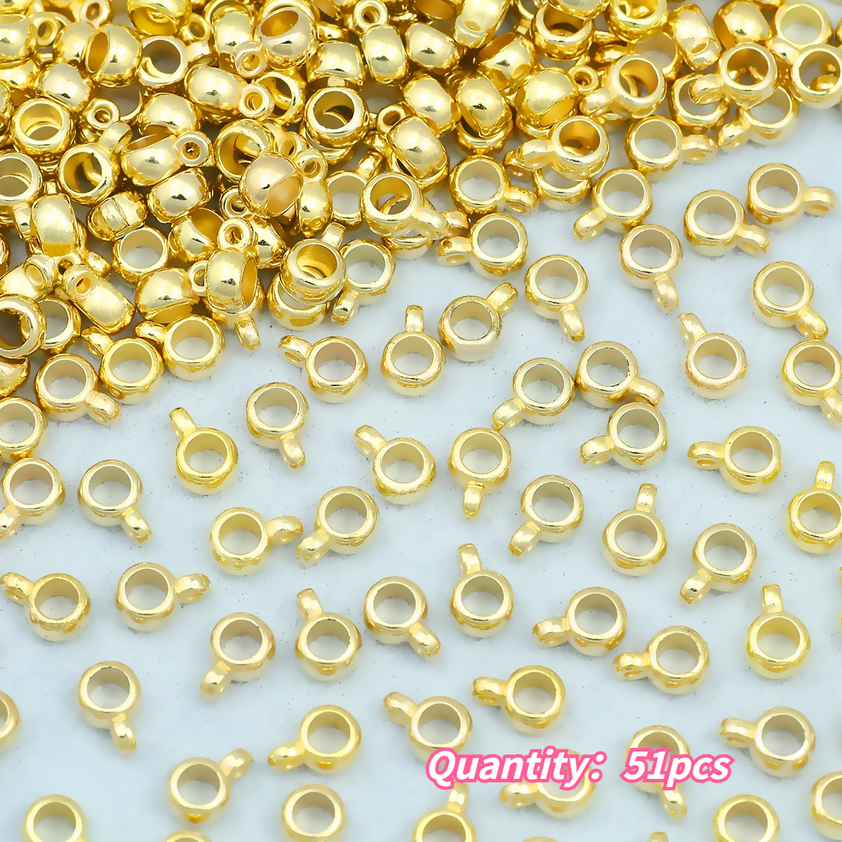 TEMU Colgantes de Cuentas de Agujero Grande con Bucle Único de 6/8 mm, 50 piezas, Accesorios de Joyería de Moda, Adiciones para Collares, Pulseras de