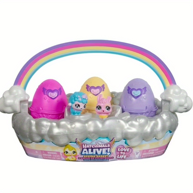 Hatchimals Alive 5' Wide Spring Basket with 6 Pet Figures 3 Self-Hatching Eggs