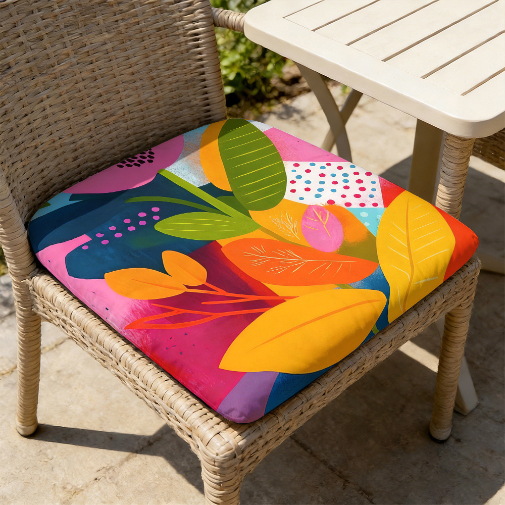 1pc Memphis-Style Flowers Pattern Leisure Seat Cushions, Indoor And Outdoor Seat Cushions, Back Cushions, Size 19.7*17.7*1.57inch, Suitable for Garden Chairs, Office Chairs And Floor Seats. Soft And Comfortable